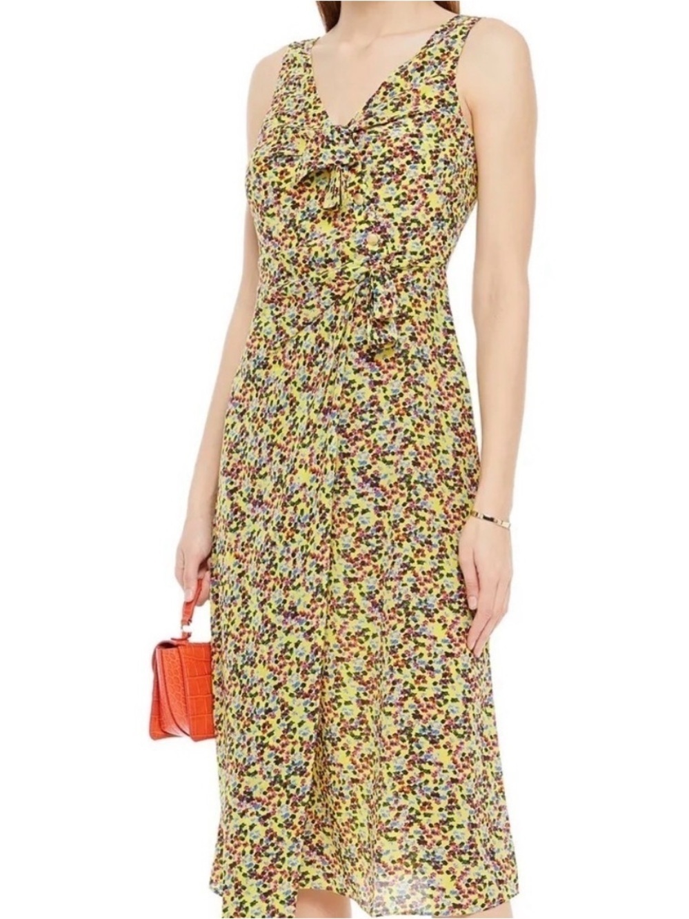 NWT Saloni Penelope 100% Silk Crepe De Chine Yellow Gardenia Slip Dress Size 12